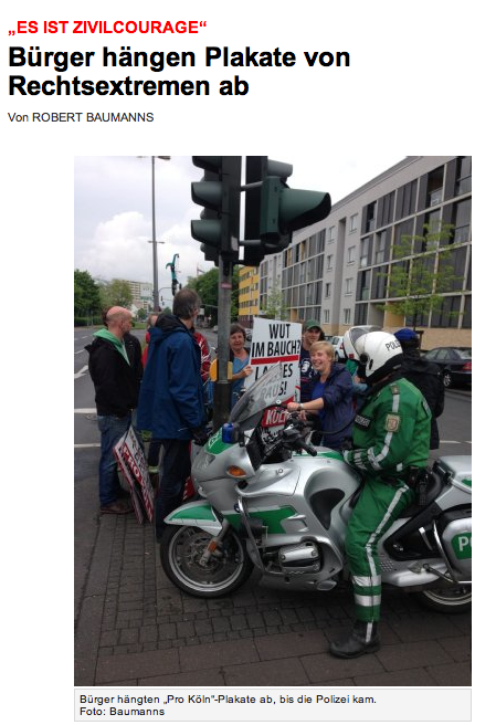 Bürger hängen Pro Köln Wahlplakate ab © Screenshot Express