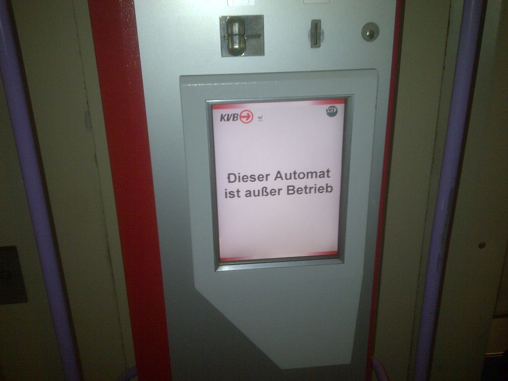Automat außer Betrieb Anzeige KVB